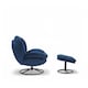 image 4 of Velvet Blue Azura Swivel Accent Chair with Footstool