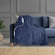 image 2 of Navy Electric Heated Throw Over Blanket - Reversible
