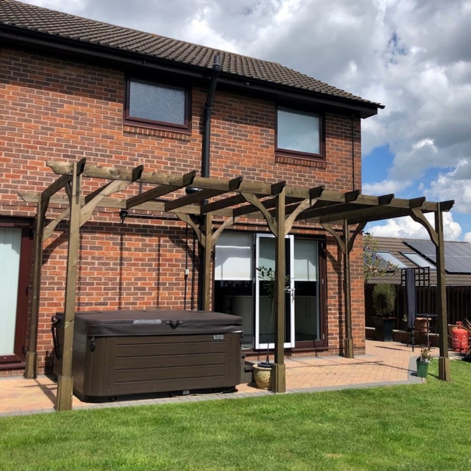 image 1 of Premium Pergola 6 Posts - Wood - L480 x W720 x H270 cm - Rustic Brown