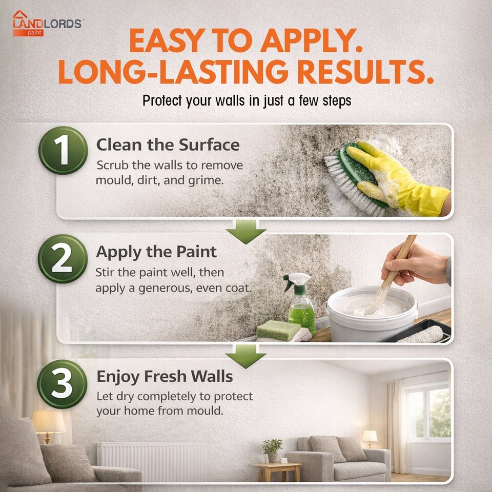 image 1 of Landlords Paint - Anti-Mould Paint - Prevents Mould on Interior Walls & Ceilings - Beige - 1L