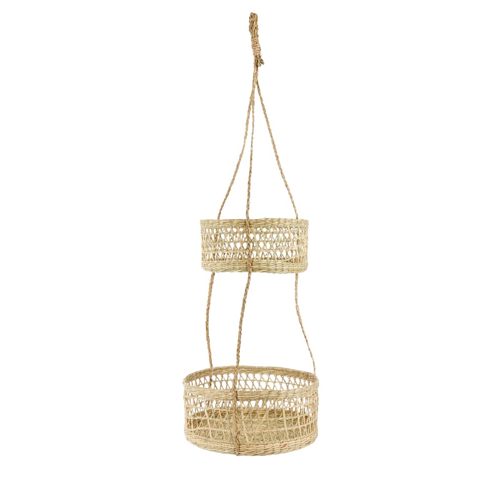 image 1 of Natural Elements 2-Tier Natural Seagrass Hanging Planter