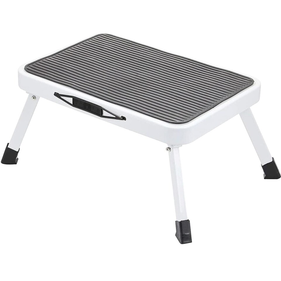 image 1 of Gr8 Home Single Step Folding Caravan Stool Steel Non Slip Mat Ladder Van Motorhome Camper
