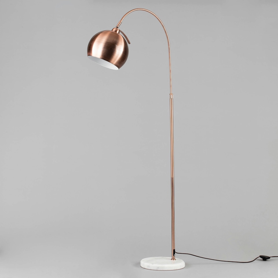 image 1 of BHS Benson Curved Floor Lamp, Copper