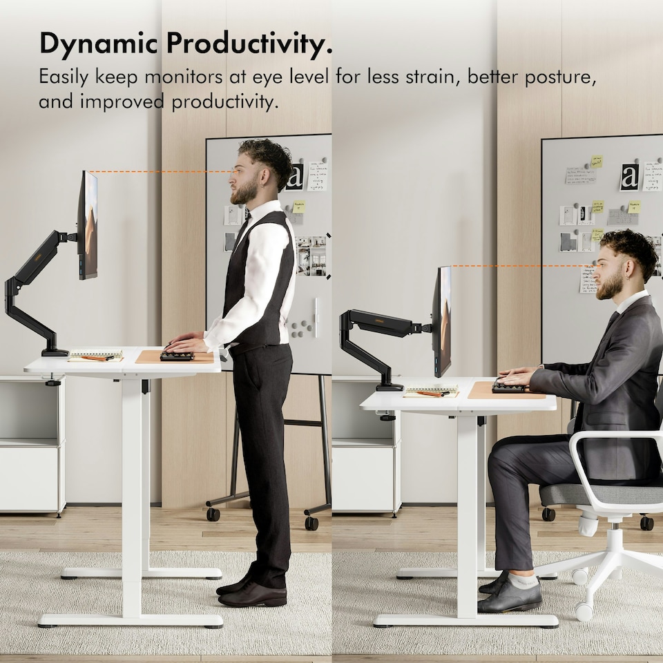 image 1 of VonHaus Gas Powered Single Monitor Stand for 10-32" Screen