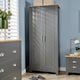 image 4 of Wardrobe 2 Door Bedroom Furniture Clothing Storage Oak Top Wooden Unit Grey