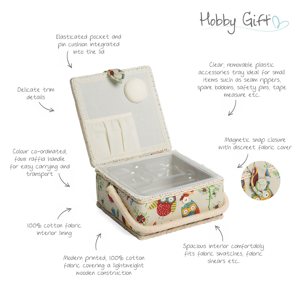 image 1 of Hobby Gift Small Sewing Accessories Storage Box, Owl