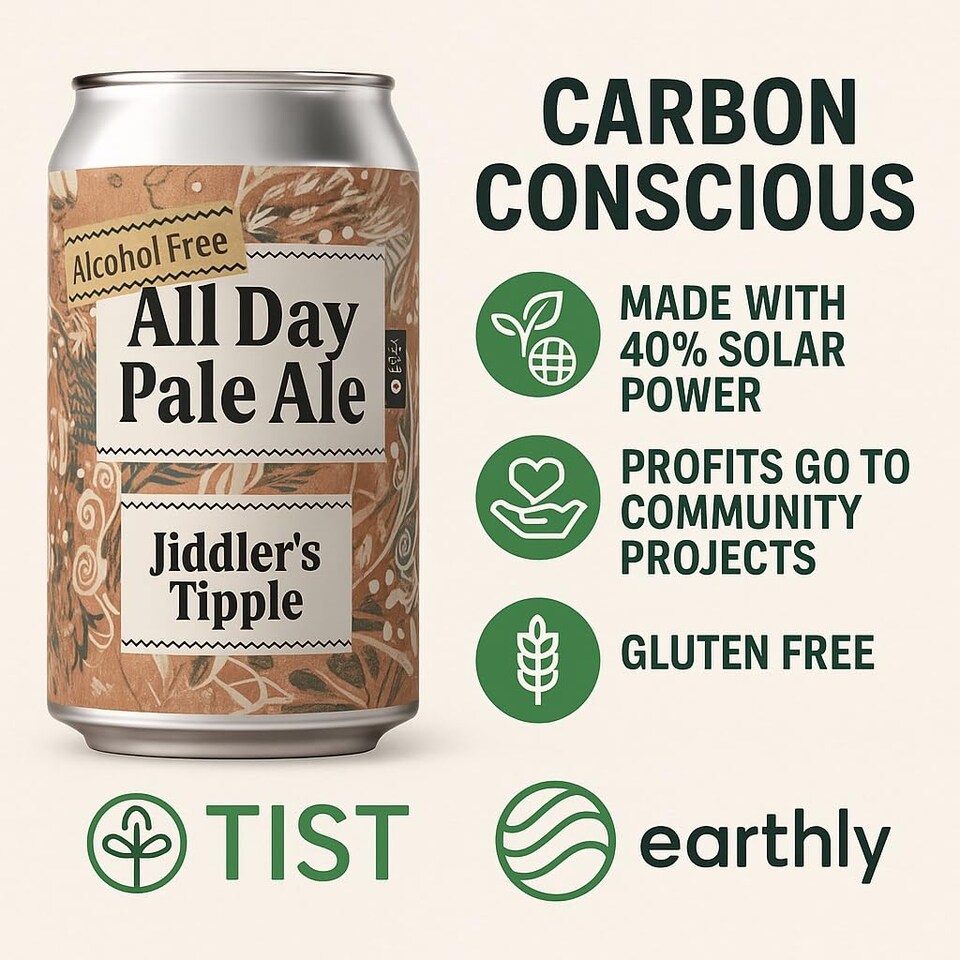 image 1 of Jiddler's Tipple - All Day Pale Ale - Alcohol Free - 0.5% ABV Craft Beer Cans - Vegan Gluten Free Beer - 12 x 330ml