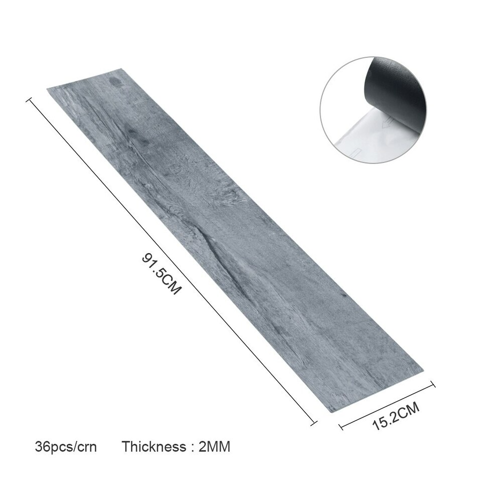 image 1 of Living and Home Realistic Country Style Wood Effect Flooring Plank 36 Pcs | Grey