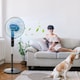 image 2 of HOMCOM 18 Pedestal Fan with Sleep Mode, Oscillating Standing Fan with 3 Modes, Remote Control, Floor Fan with Adjustable Height, 3 Speed, 7.5-Hour Timer, Black