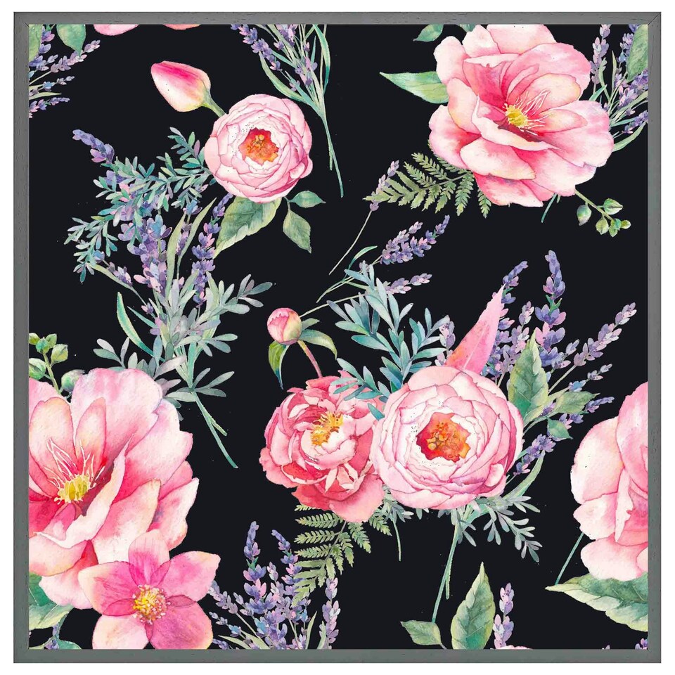 image 1 of Watercolour painting of flowers (Picutre Frame) Grey | XL