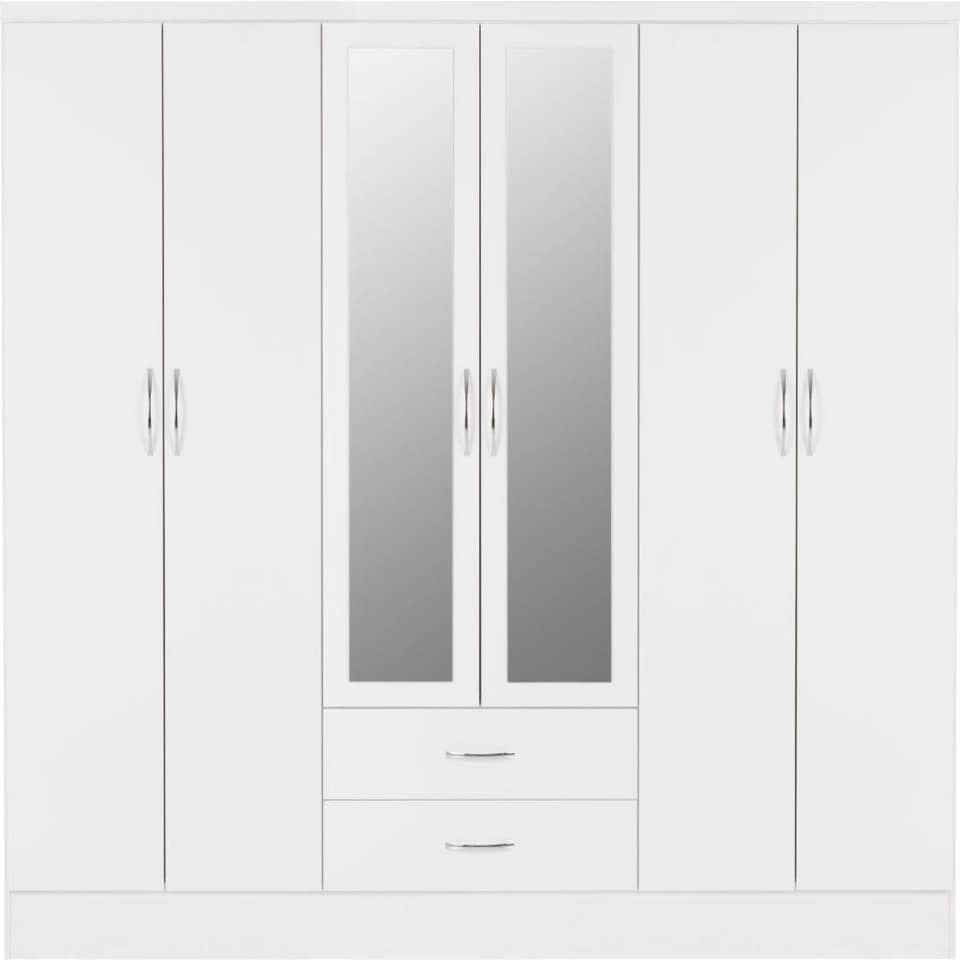 image 1 of Nevada 6 Door 2 Drawer Mirrored Wardrobe Brown | Rustic Oak