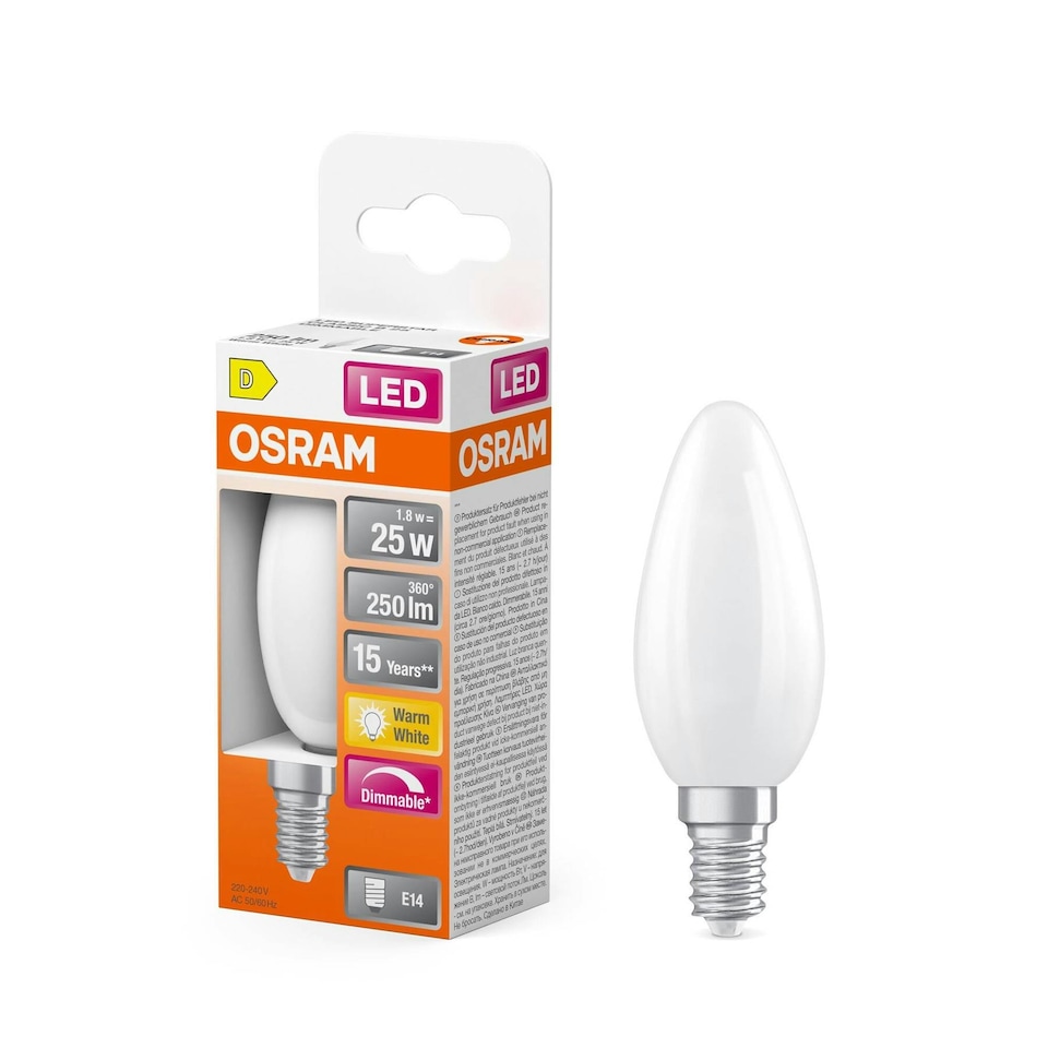 image 1 of OSRAM LED Lamp SuperStar Light Bulb B25 Candle Shape Filament Dimmable 6 Pack