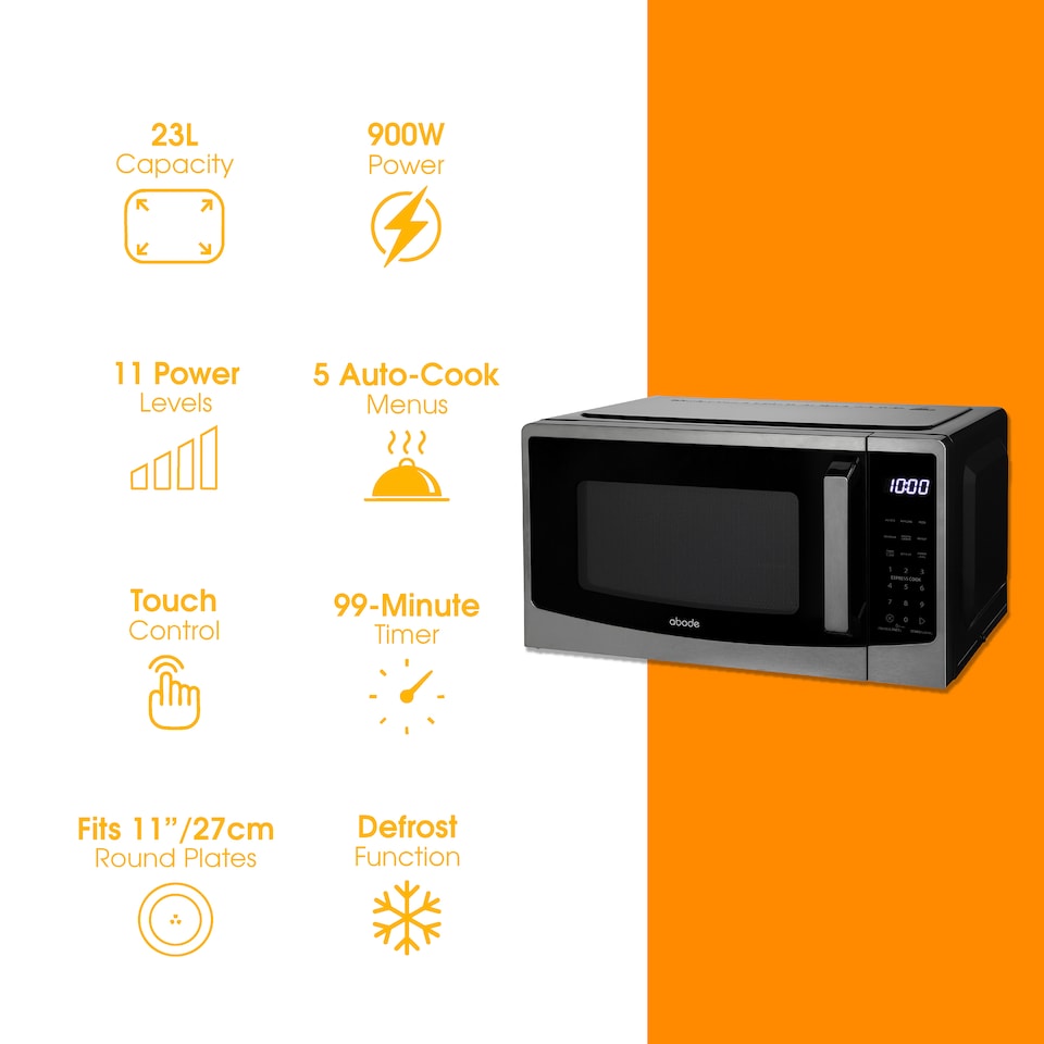 image 1 of Abode AMT2304B Black Microwave Touch Control 900W 23L Digital 11 Power Levels