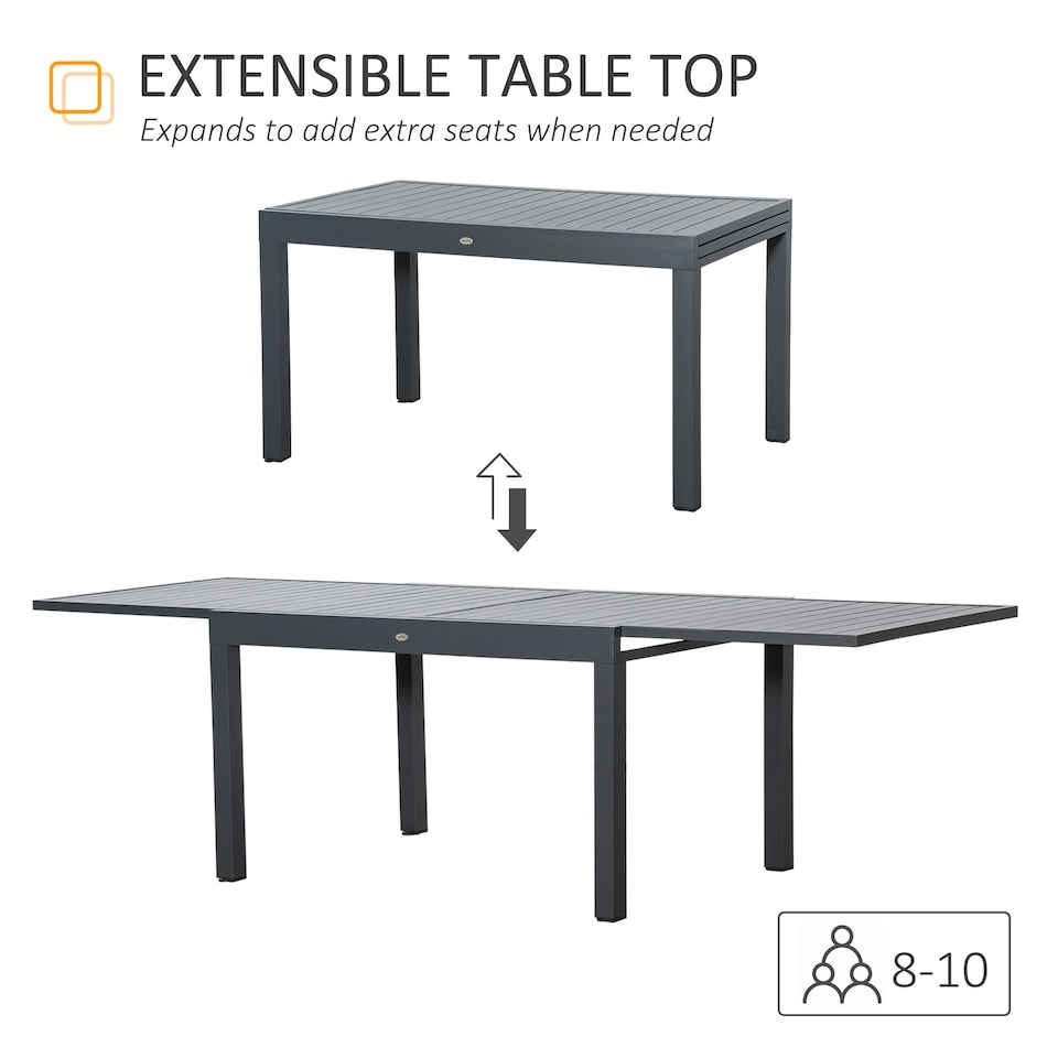 image 1 of Outsunny Extendable Garden Table 10 Seater for Lawn Balcony Patio