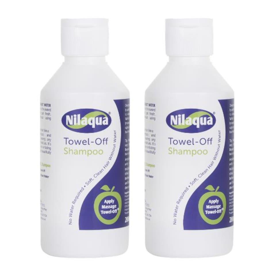 Nilaqua No Rinse Shampoo Liquid 200ml - Twin Pack. rinse free shampoo you towel off.
