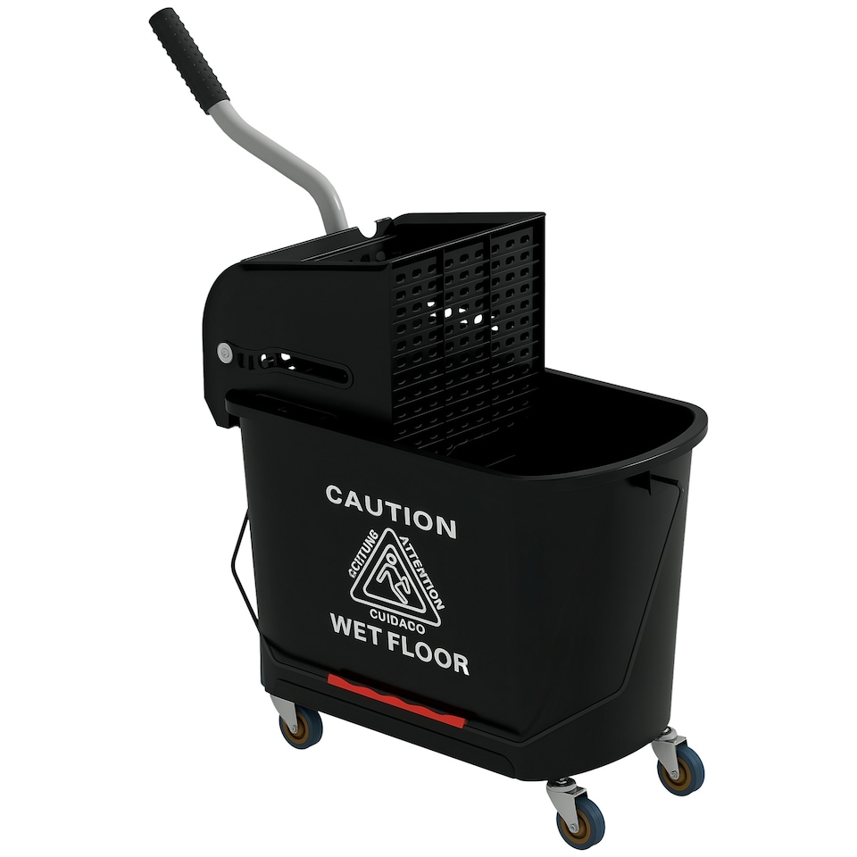 image 1 of HOMCOM 20L Compact Mop Bucket with Wringer on Wheels Black