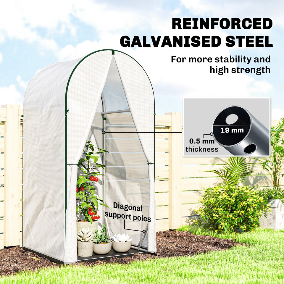 image 1 of Outsunny Mini Greenhouse, Small Greenhouse with PE Base, White | White | White