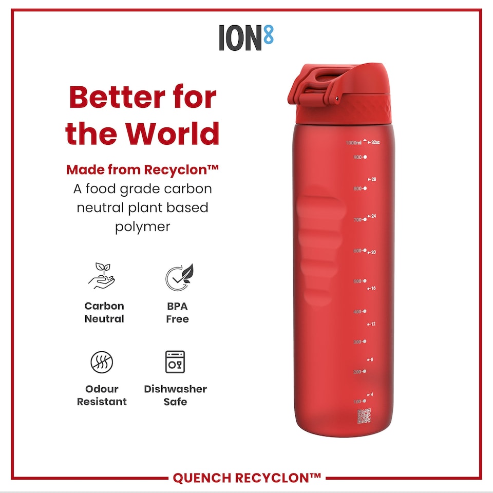 image 1 of Leak Proof 1 Litre Water Bottle, BPA Free, 1000ml (32oz) | Red | Red | 1L