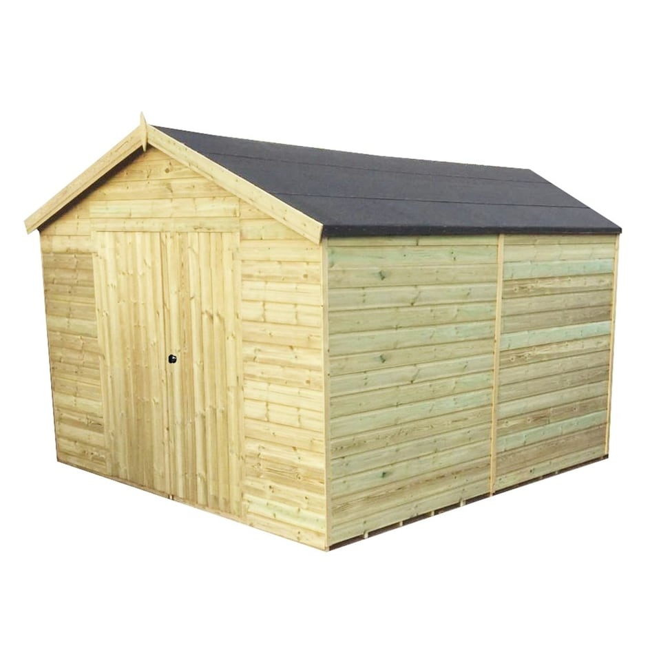 image 1 of 15 x 8 Pressure Treated T&G Apex Wooden Workshop / Garden Shed + Double Doors (15' x 8' / 15ft x 8ft) (15x8 )