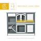 image 3 of PawHut Rabbit Hutch, Guinea Pig Hutch 2-Tier Wooden Cage w/ Ramp Roof, Grey