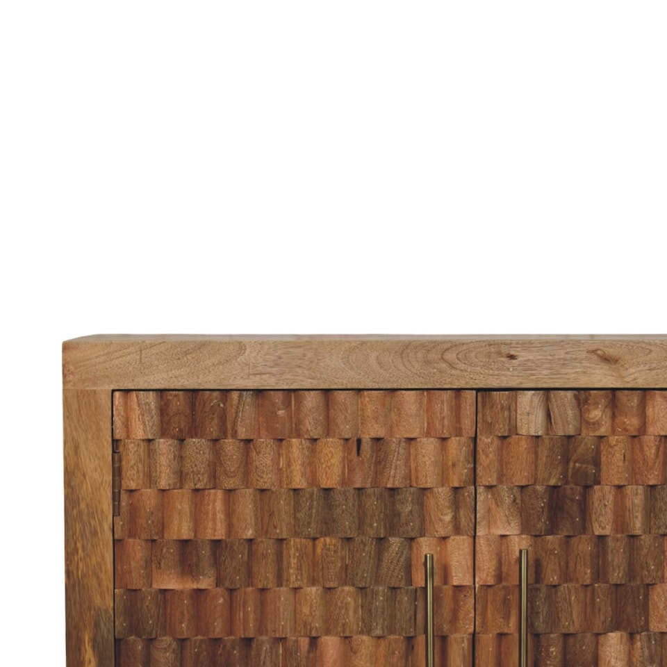 image 1 of Artisan Furniture Solid Wood Cadiz Carved Block Storage Cabinet