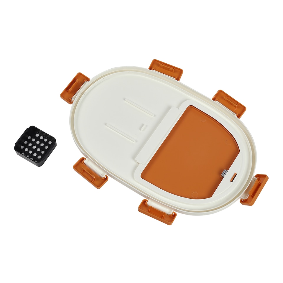 image 1 of Living and Home Airtight Pet Food Storage Container with Flip-Up Lid & Wheels | White | Orange | L