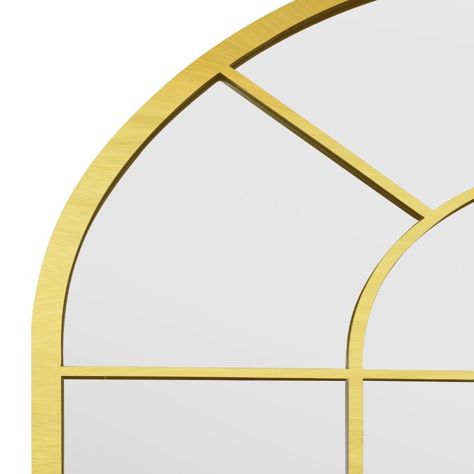 image 1 of The Arcus - Gold Framed Arched Window Garden Mirror 71" X 33.5" (180x85CM) | Gold