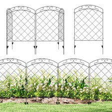 Outsunny 4PCs Decorative Garden Fencing 43in x 11.4ft Steel Border Edging Swirls