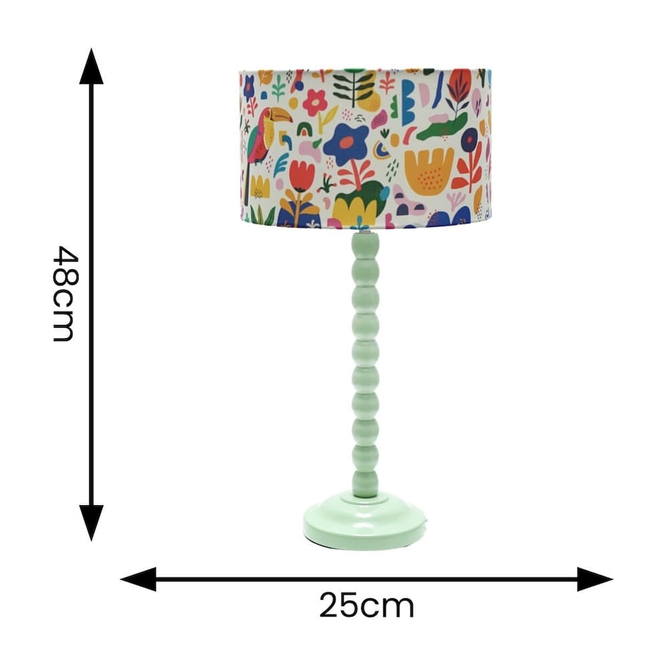 image 1 of ValueLights Bobbles Sage Green Bobbin Table Lamp Jungle Shade and Bulb