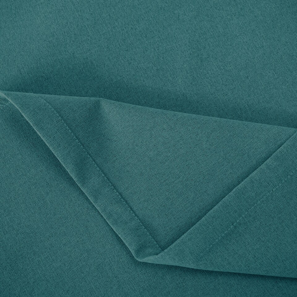 image 1 of Teal Linen Fabric Blackout Eyelet Curtains - 46x54 Inch Drop - 2 Panel | Blue | One Size