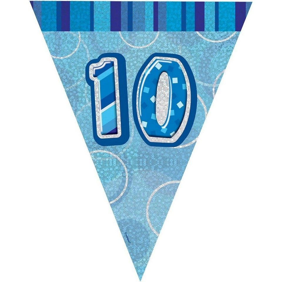 Unique Party Foil Glitz 10th Birthday Bunting - Blue - One Size