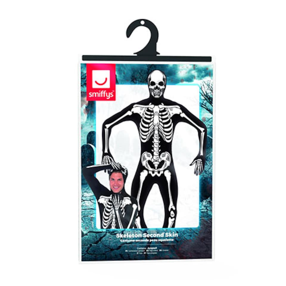 image 1 of Skeleton Second Skin Glow In The Dark Fancy Dress Costume Unisex Adult Large