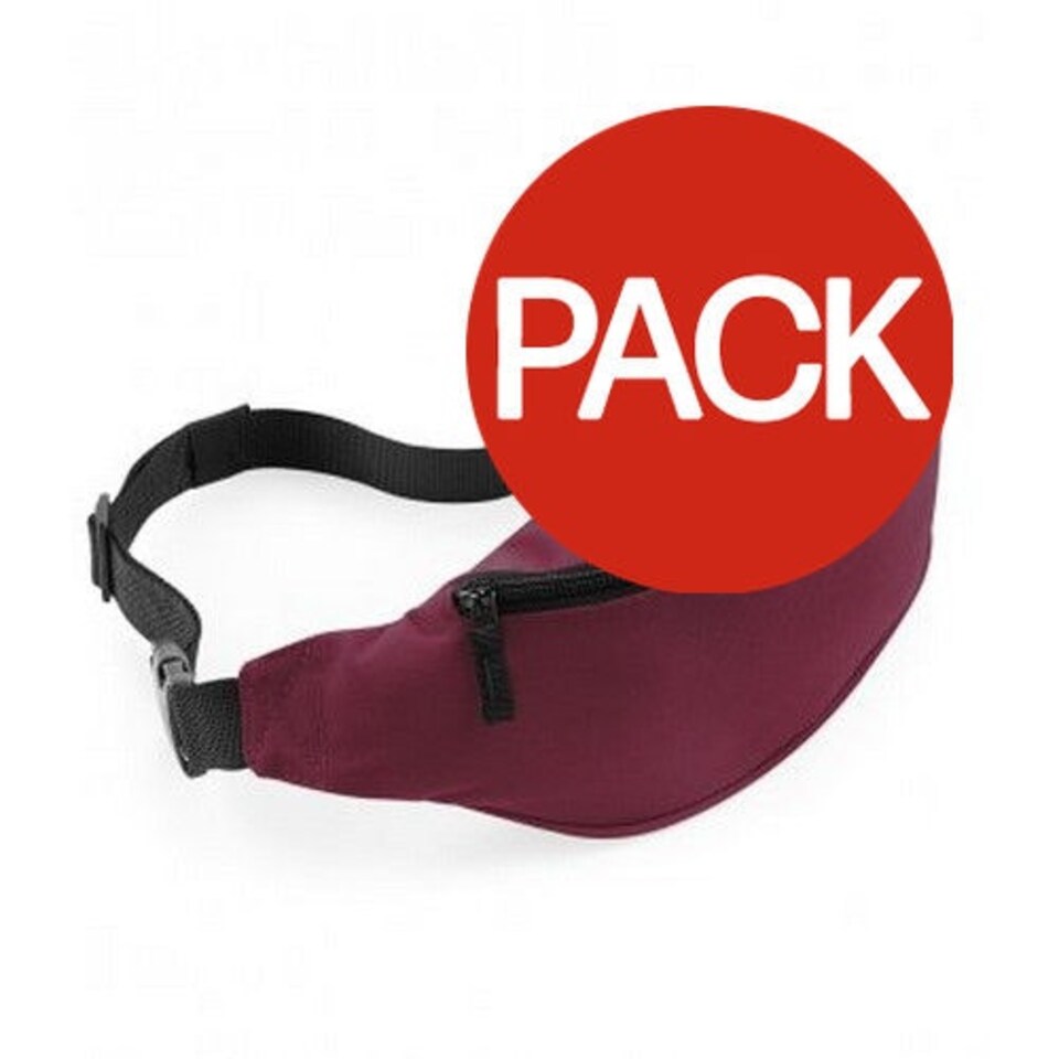 image 1 of Bagbase Adjustable Belt Bag (2.5 Litres) (Pack of 2) - Burgundy - One Size Red