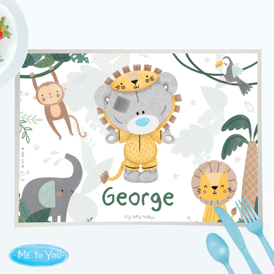 image 1 of Personalised Tiny Tatty Teddy Jungle Animals Placemat