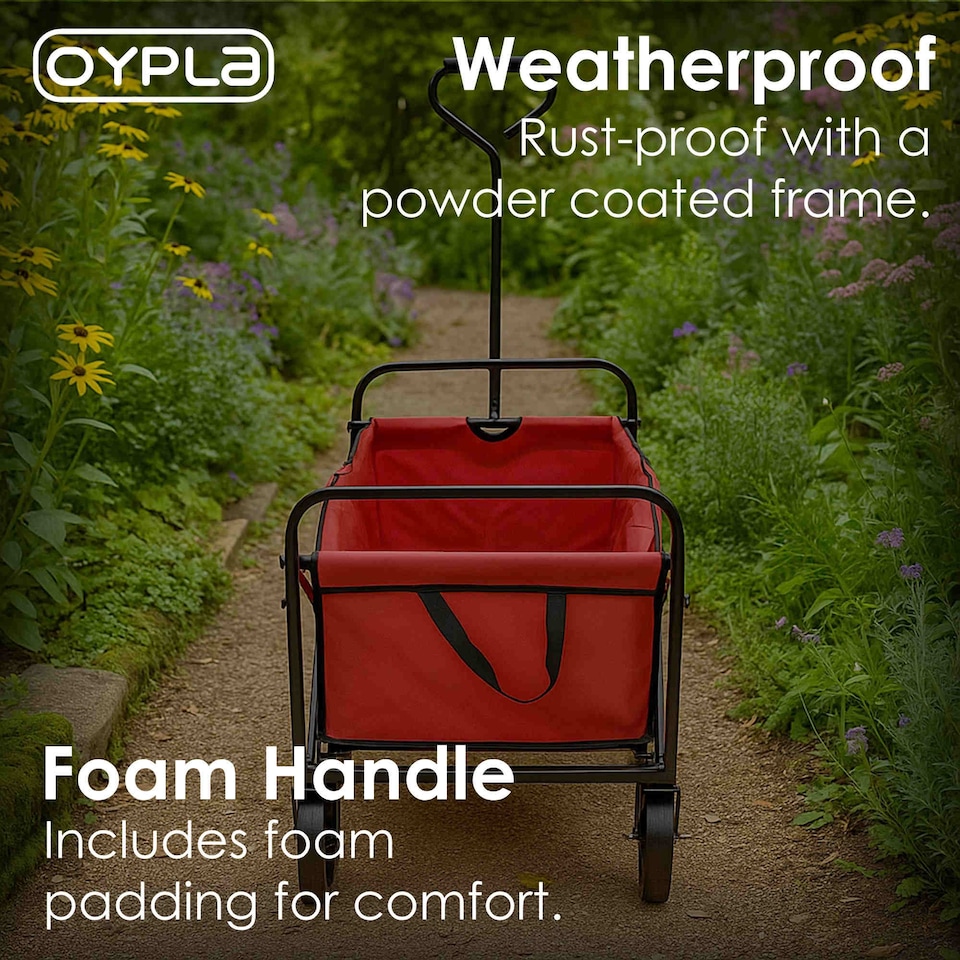 image 1 of Red Heavy Duty Foldable Garden Festival Trolley Cart Wagon Truck
