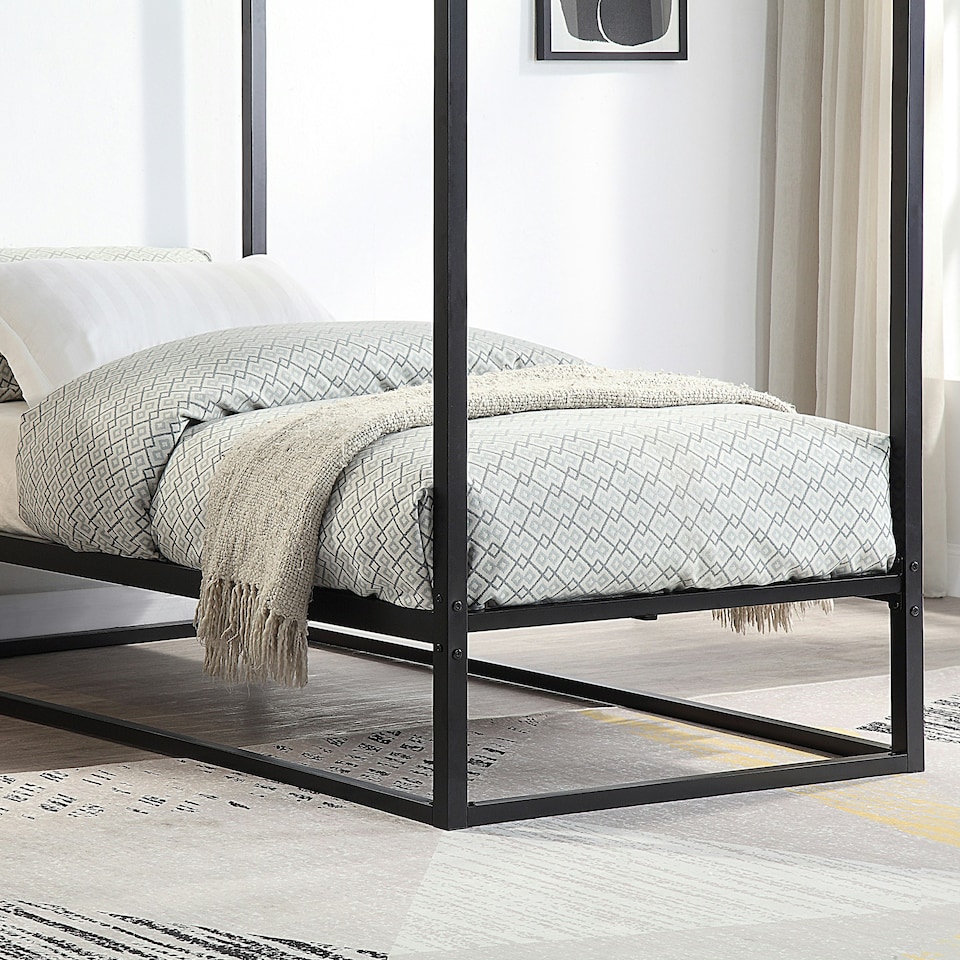image 1 of Ashwell Modern Four 4 Poster Black Metal Bed Frame (Single)