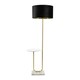 image 3 of ValueLights Tavel Gold Floor Lamp with Table and Black Velvet with Gold Inner Lamp Shade & Bulb | Black