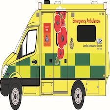 Oxford Diecast Mercedes Ambulance London Ambulance Service Remembrance Day