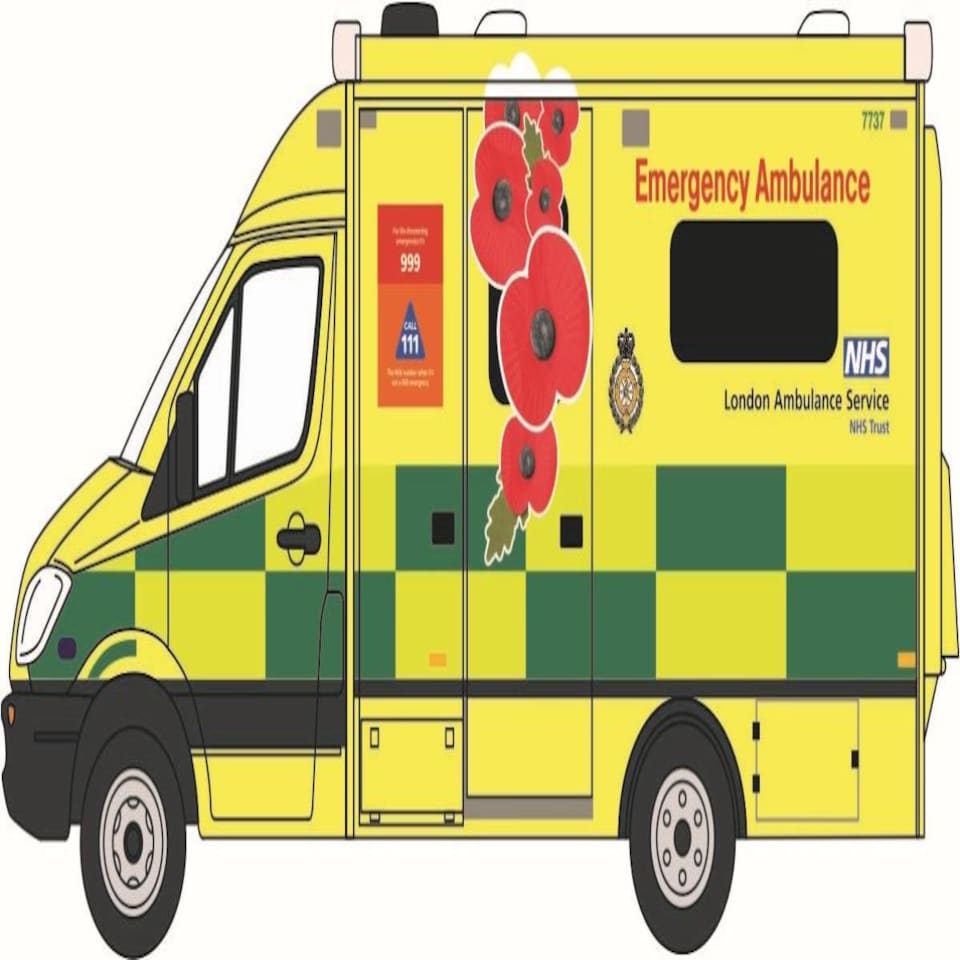 Oxford Diecast Mercedes Ambulance London Ambulance Service Remembrance Day