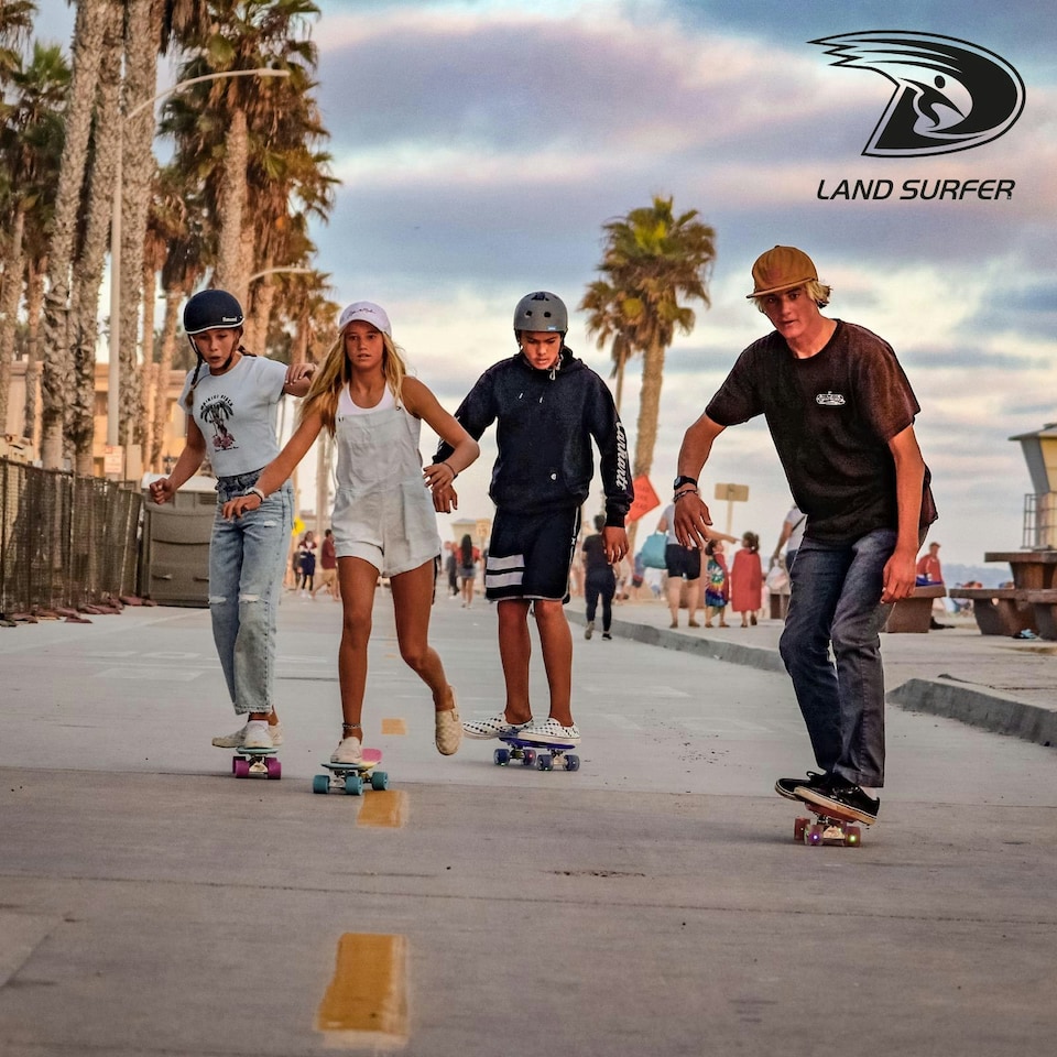 image 1 of Land Surfer Cruiser Skateboard 22" Clear Blue Board Solid Red Wheels