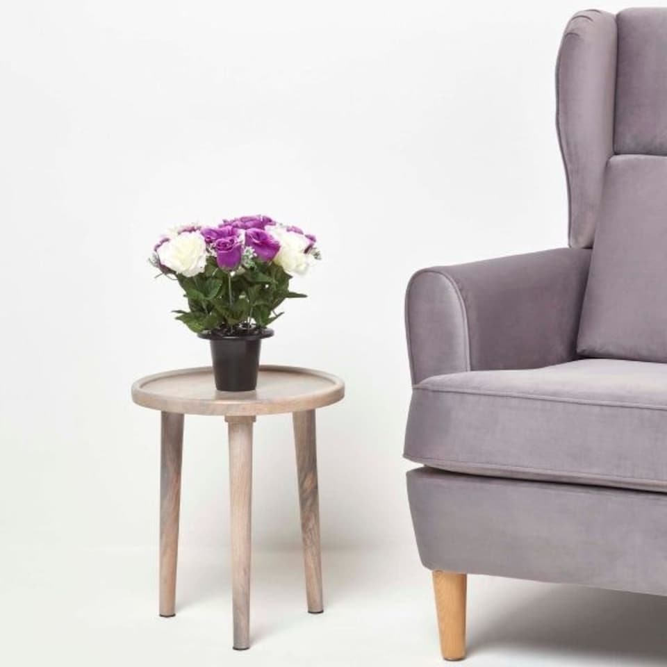 image 1 of Homescapes Set of 2 Pink & Purple Roses Artificial Flowers in Grave Vases