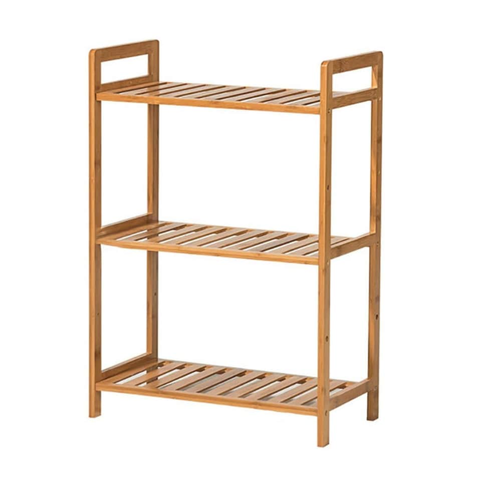 image 1 of Living and Home 3 Tier Bamboo Wood Storage Shelf Rack-50cm W x 25cm D x 71cm H