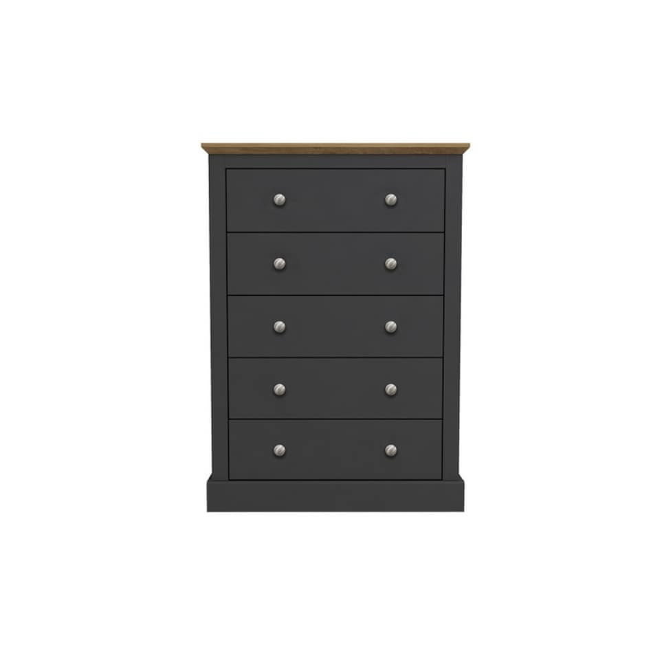 image 1 of Devon 5 Drawer Chest - Particle Board - L39.5 x W79 x H111.9 cm - Charcoal