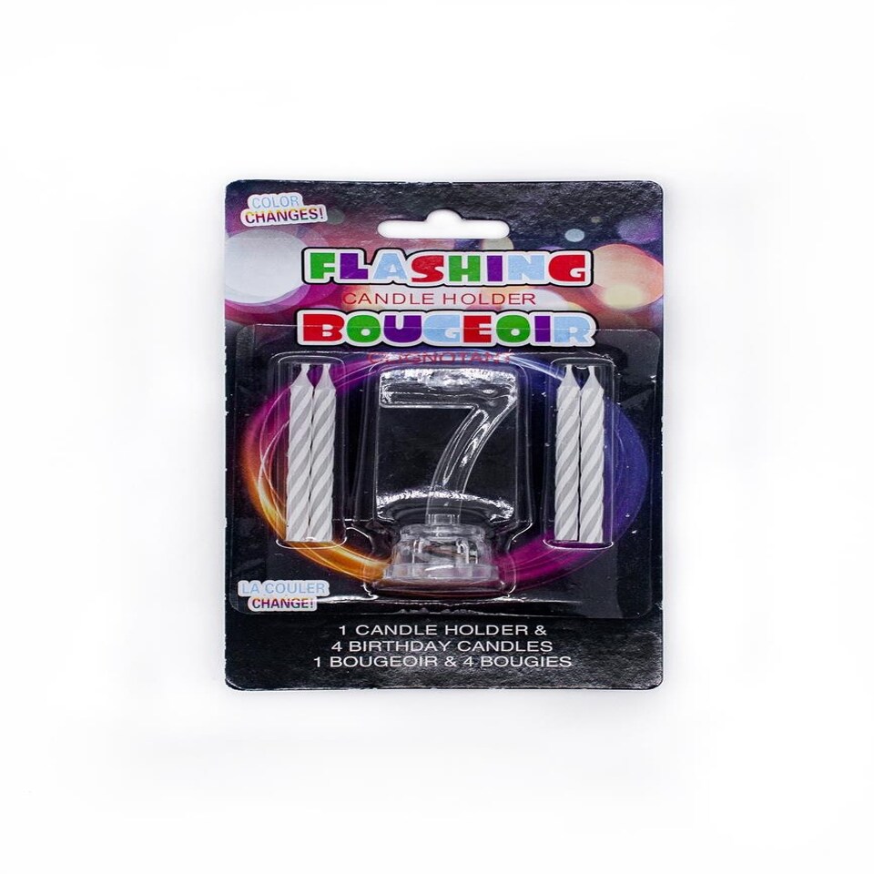 image 1 of Number 7 Flashing Colour Changing with 4 Candle Clear