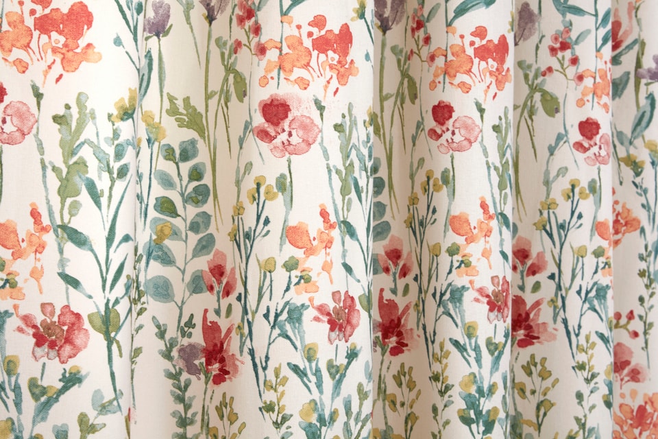 image 1 of Amaryllis - Fully Lined Floral Curtains - Pencil Pleat - Polycotton (Multi, 46'' x 72'' - 117cm x 183cm (Pair)) | Multi