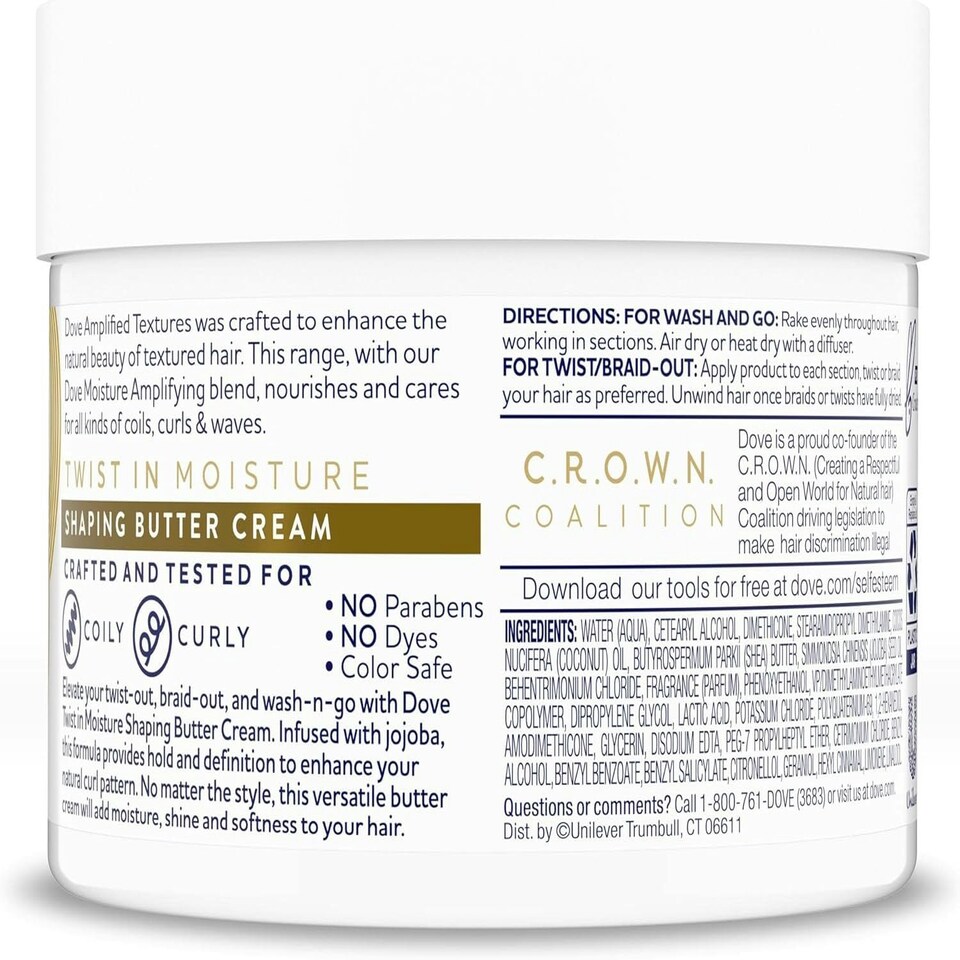 image 1 of Dove Shaping Butter Cream For Coils & Curls 310ml