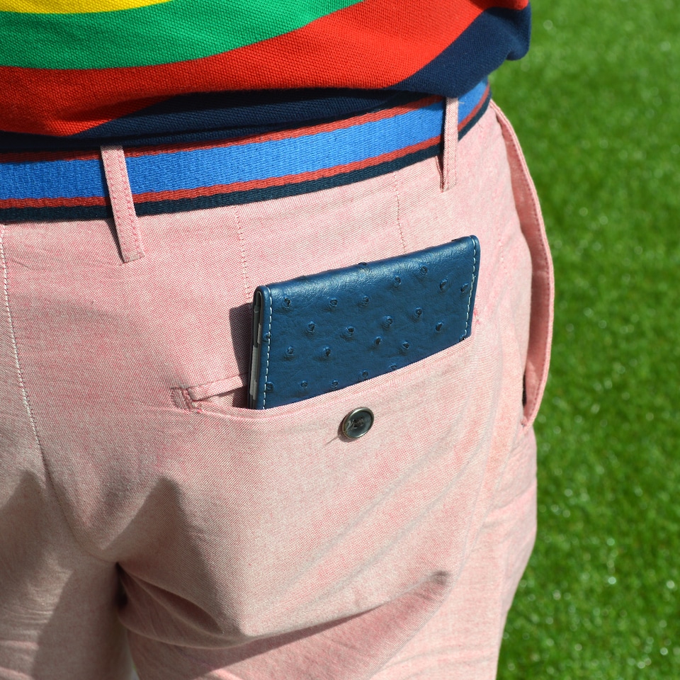 image 1 of Premium Ostrich Golf Scorecard Holder - Navy / Grey