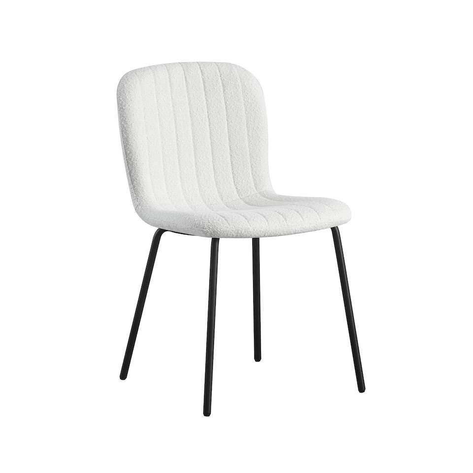 image 1 of Set of 2 Teddy Faux Fur Stitched Design Dining Chairs Beige White Bella by MCC