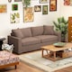 image 2 of HOMCOM 212 cm Upholstered Jumbo Cord Sofa Couch with Spring Cushion, Coffee | Brown | Brown
