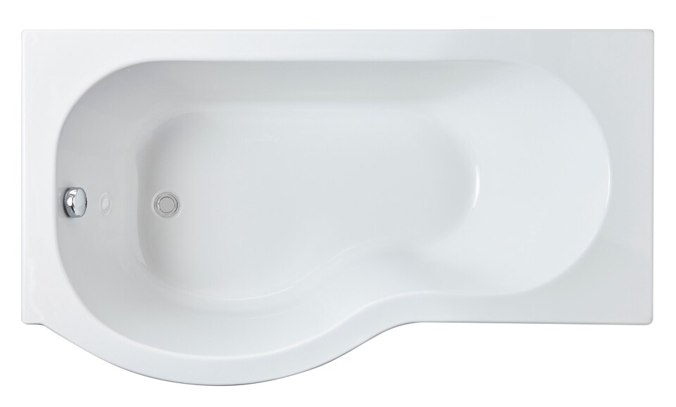 image 1 of Modern P Shape Left Hand Shower Bath Tub with Leg Set, 1500mm - White | White | White